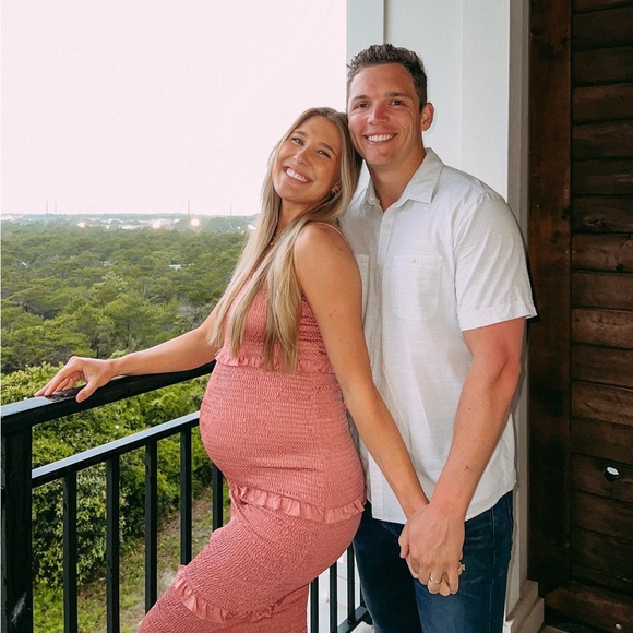 PinkBlush satin smocked bodycon midi dress nwot - Picture 6 of 15